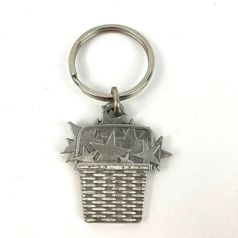 Longaberger Metal Pewter Star Basket Key Chain | 1.5